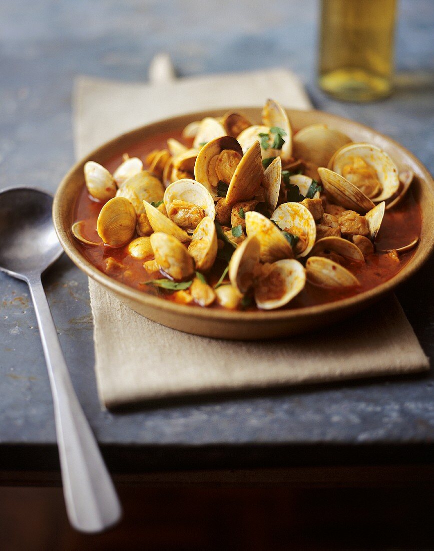 Whole Clams in a Spicy Pork and Tomato Stew