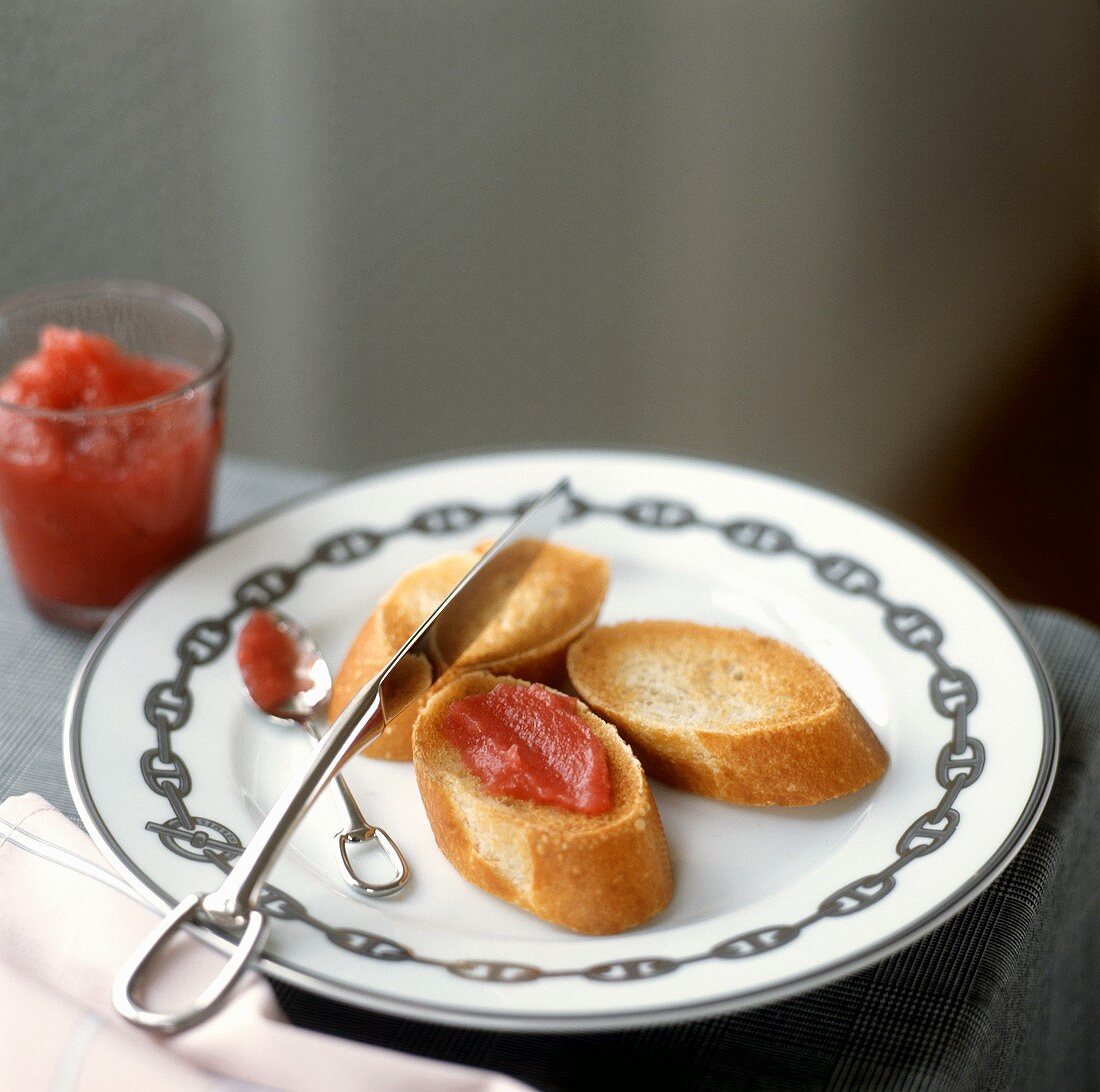 Toasted Baguette Slices with Quince Paste