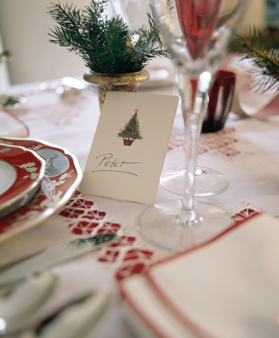 Place Card at a Christmas Place Setting