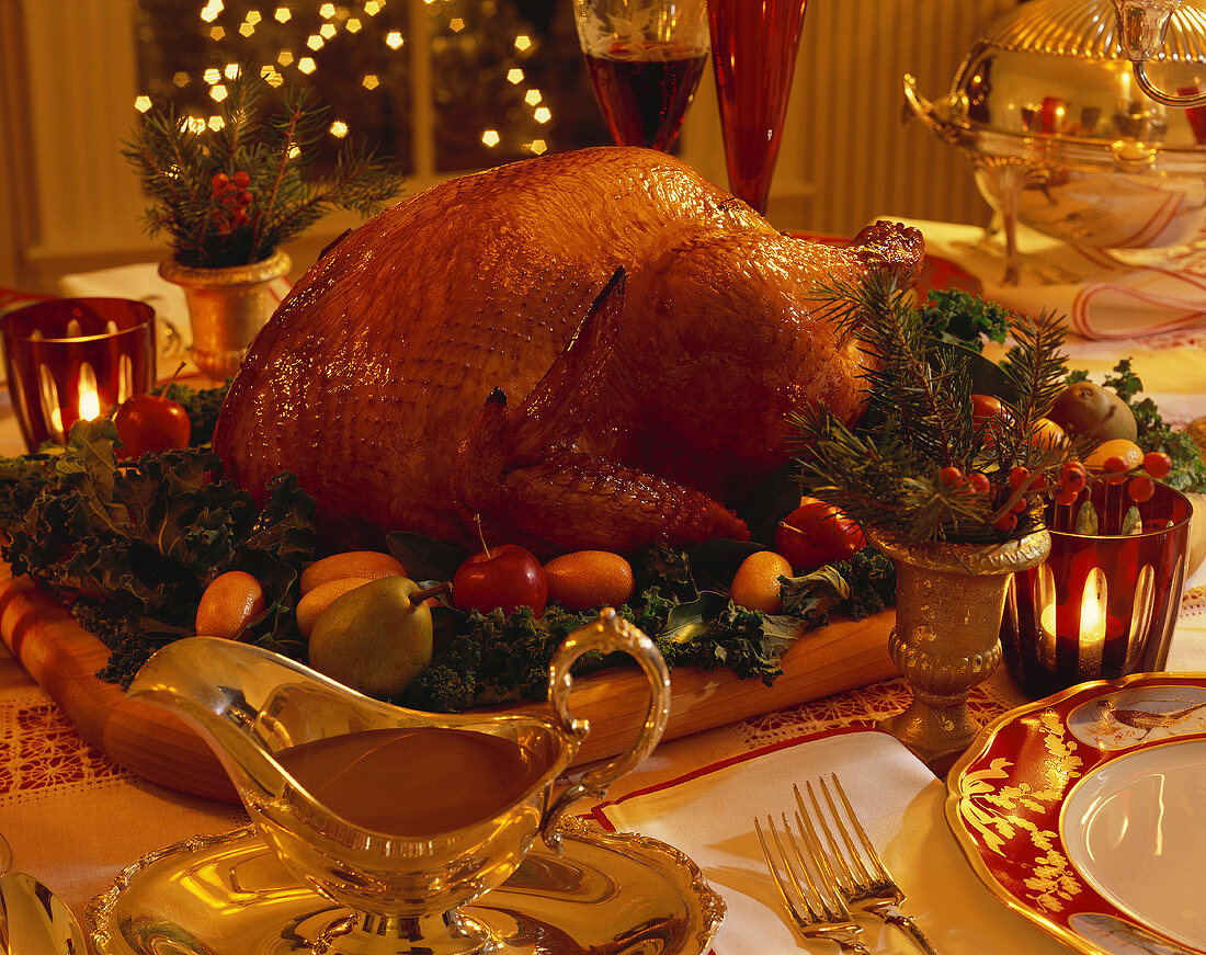 Christmas Roast Turkey on a Platter