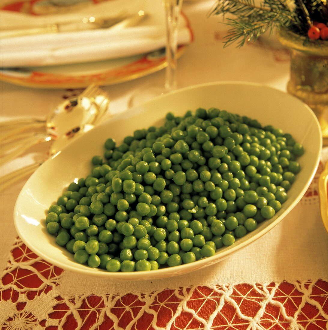 Peas in a Serving Bowl; Christmas Dinner