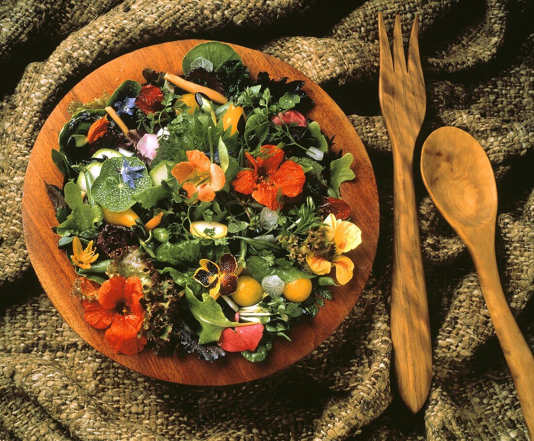 Fresh Garden Salad with Nasturtiums