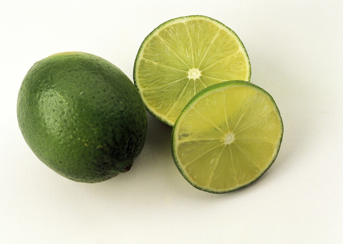 A Whole Lime with two Lime Slices