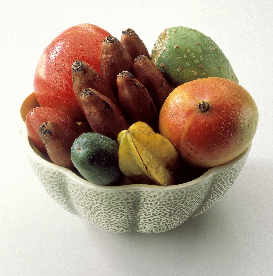 Assorted Tropical Fruit in a Bowl