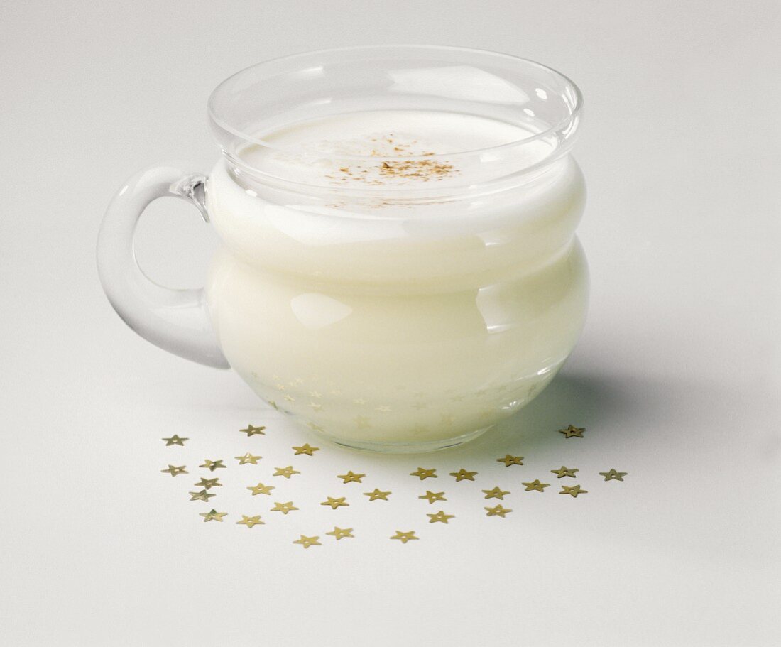 A Glass of Egg Nog with Gold Stars