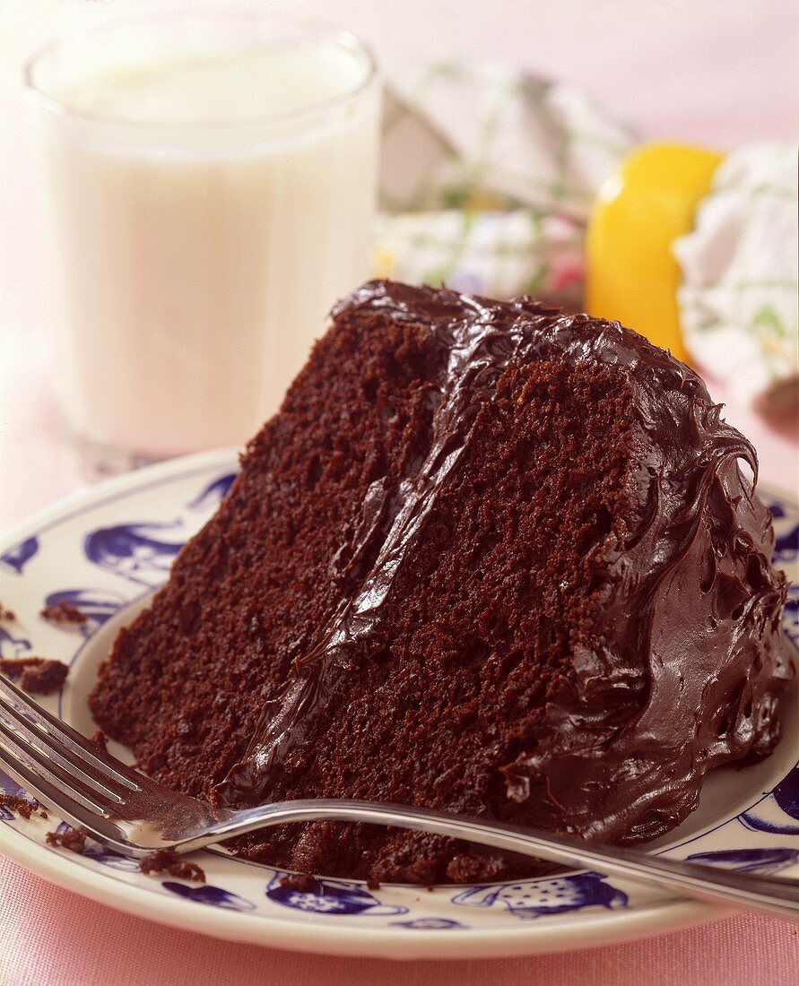 Slice of Chocolate Cake; Chocolate Frosting