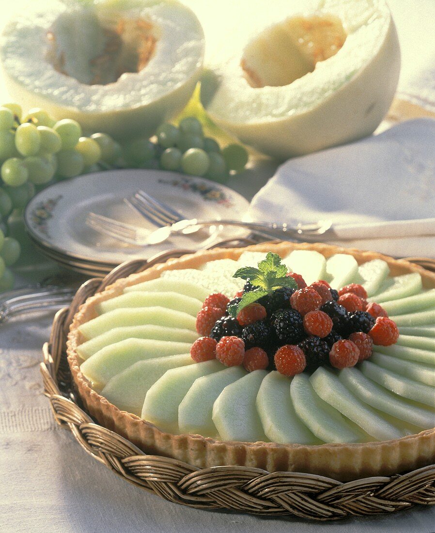 A Melon Tart with Berries