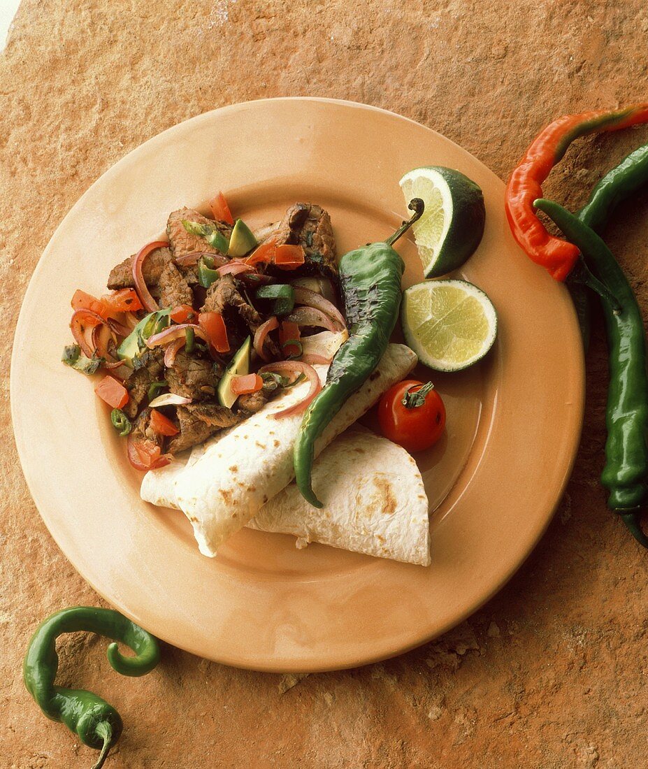 Rinder Fajitas mit Chilischoten