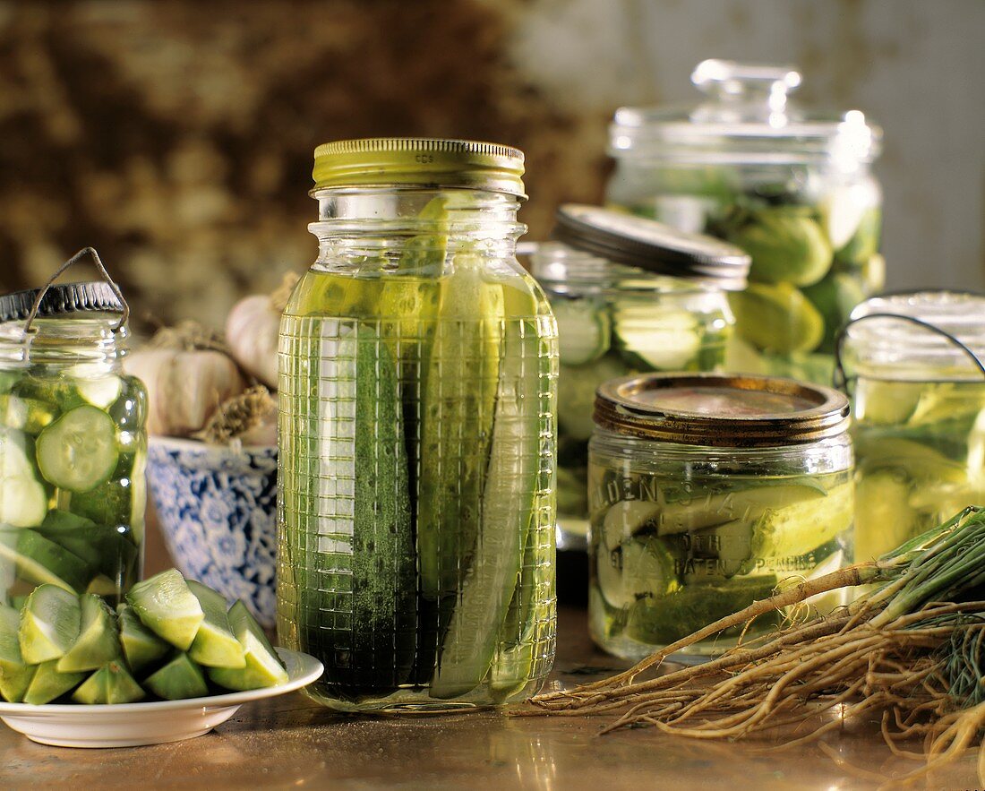 Homemade Cucumber Pickles in Jars