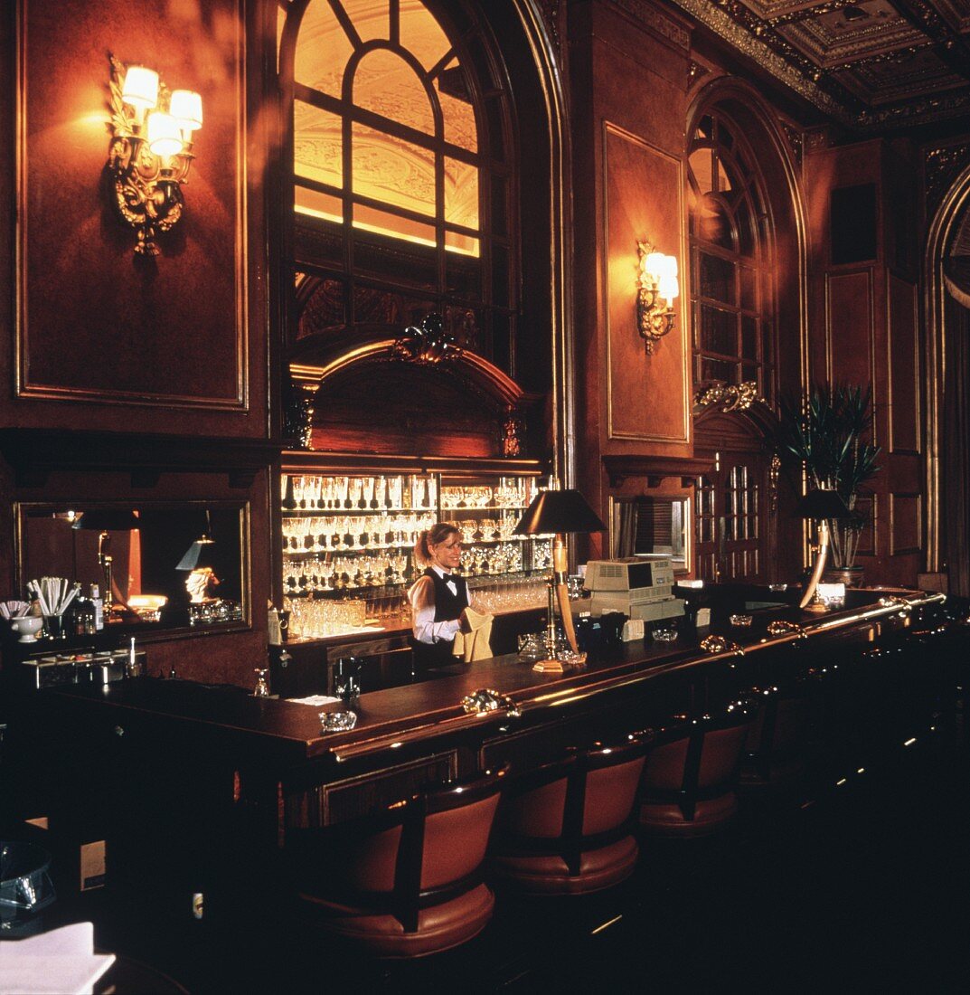 Interior of Restaurant Bar; Bartender
