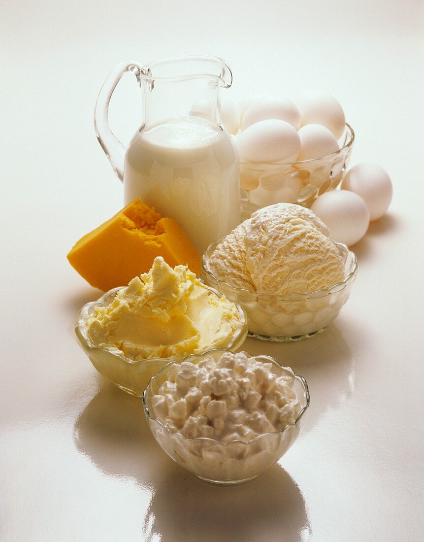 Several Assorted Dairy Products; Eggs