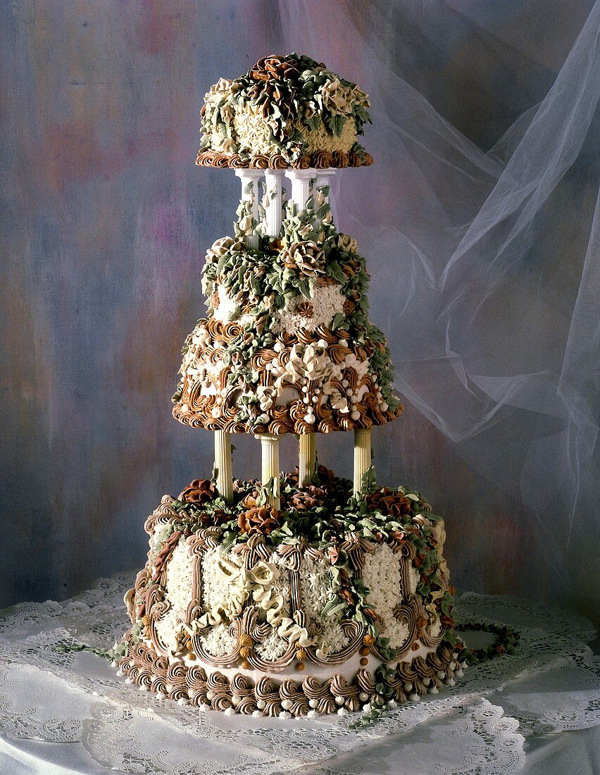 Beautifully Decorated Four Teir Wedding Cake