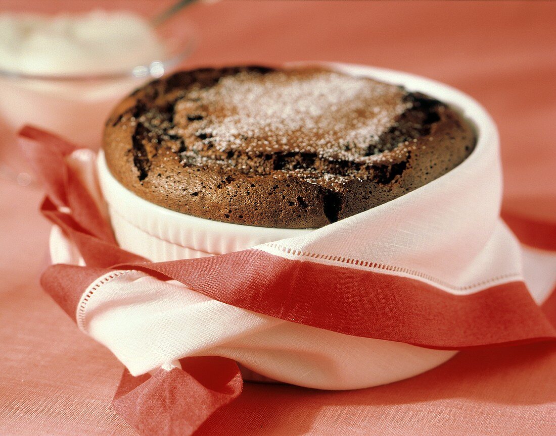 Chocolate Souffle with Powdered Sugar