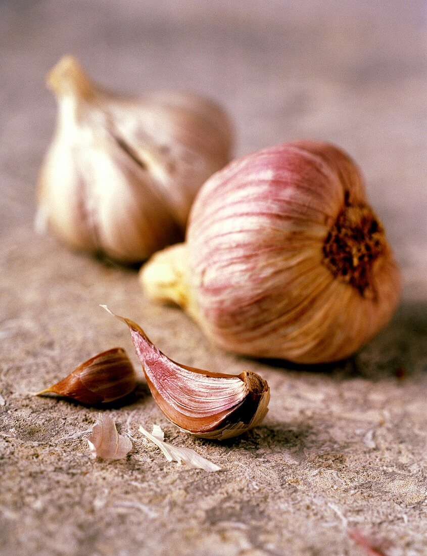 Two Garlic Bulbs with Two Garlic Cloves