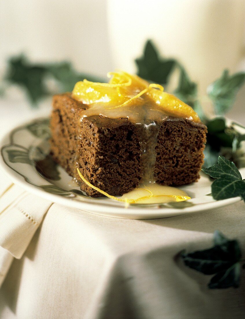 Brownie with Orange Sauce