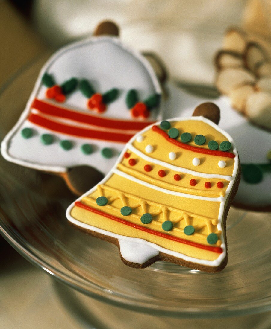 Two Bell Shaped Christmas Cookies