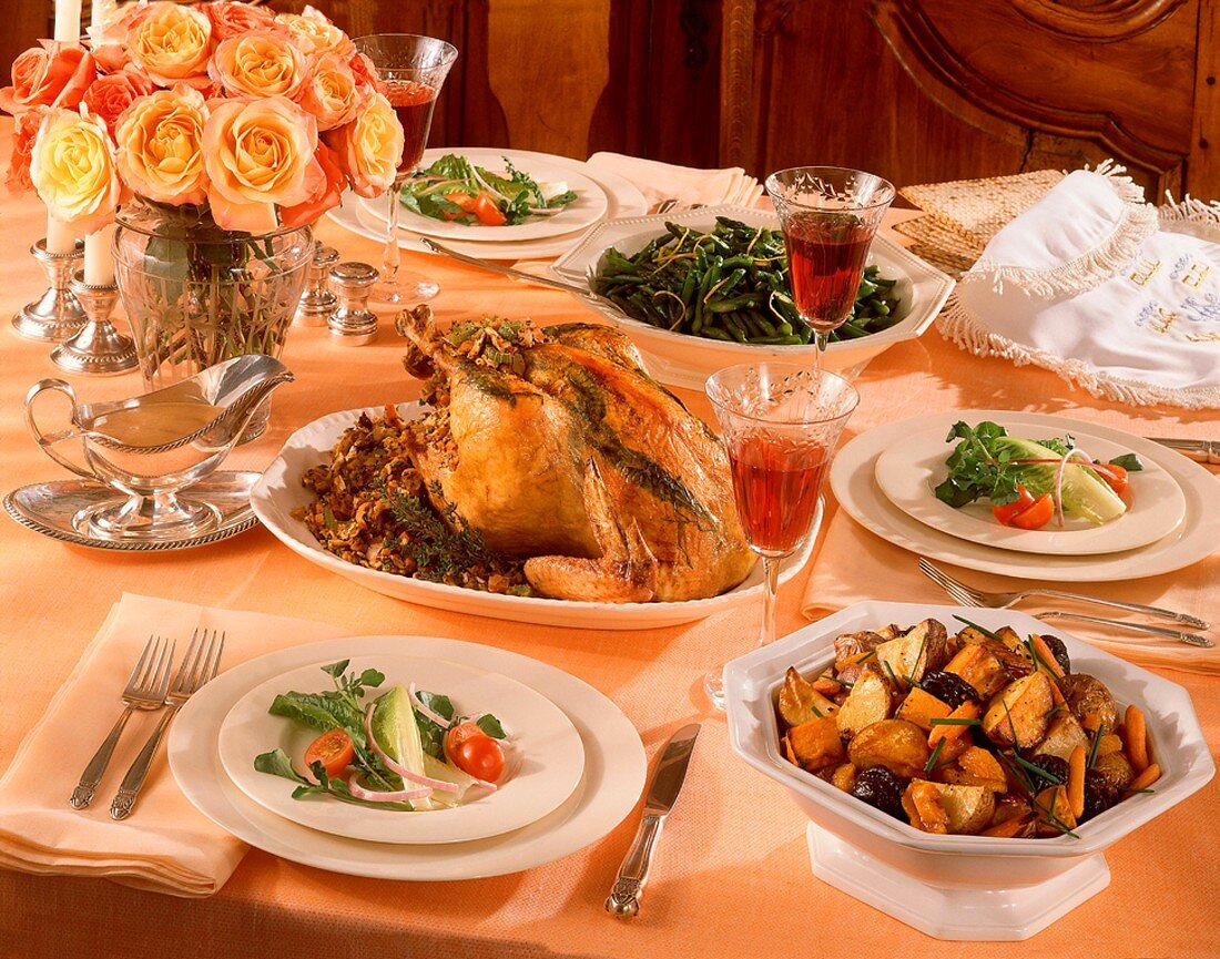 Roast Turkey with Side Dishes for Passover