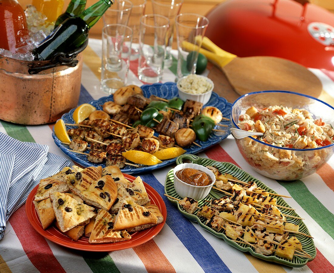 Buffet of Grilled Appetizers for a Summer Party