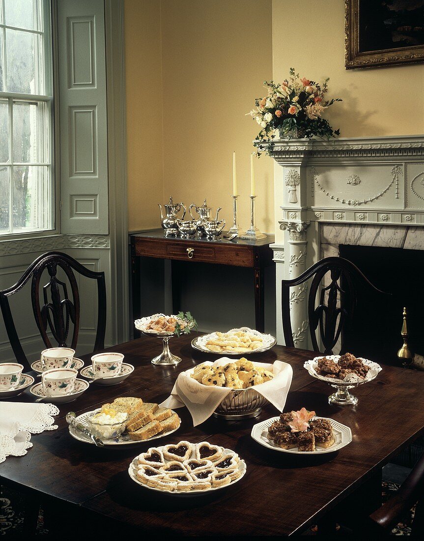 Assorted Cookies Set Up in the Dining Room for Tea