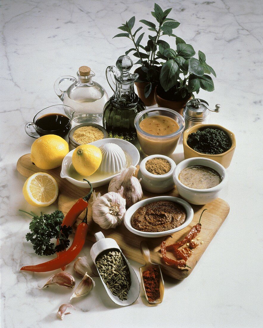Assorted Marinades with Ingredients