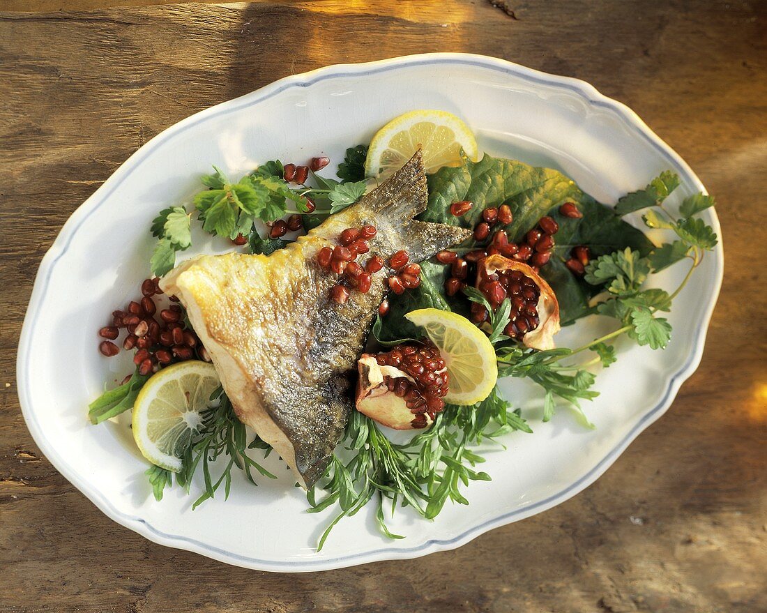 Fish and Pomegranate on a Platter