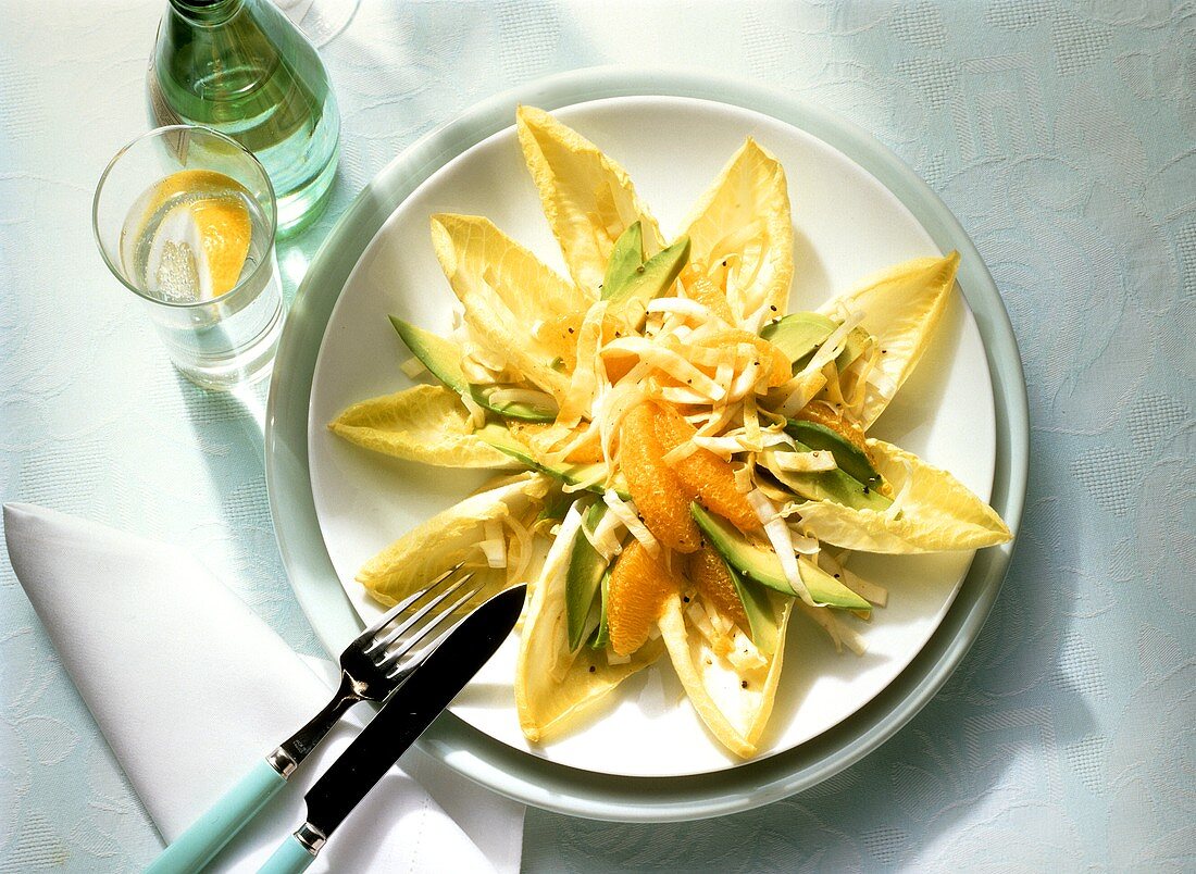 Chicory Salad with Orange and Avocado Slices
