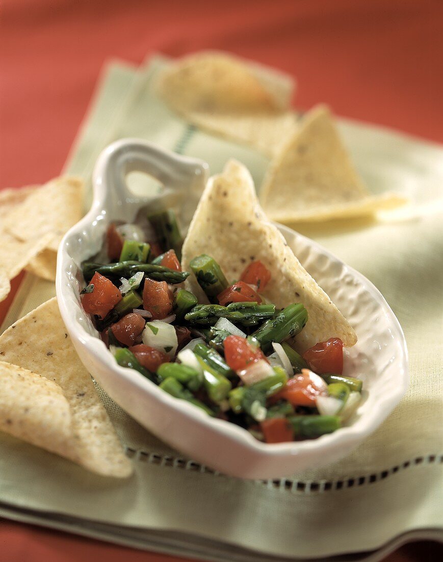 Asparagus Tomato Salsa with Tortilla Chips