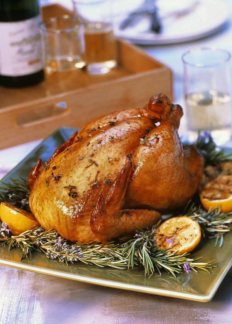 Whole Roasted Chicken with Lemon and Rosemary