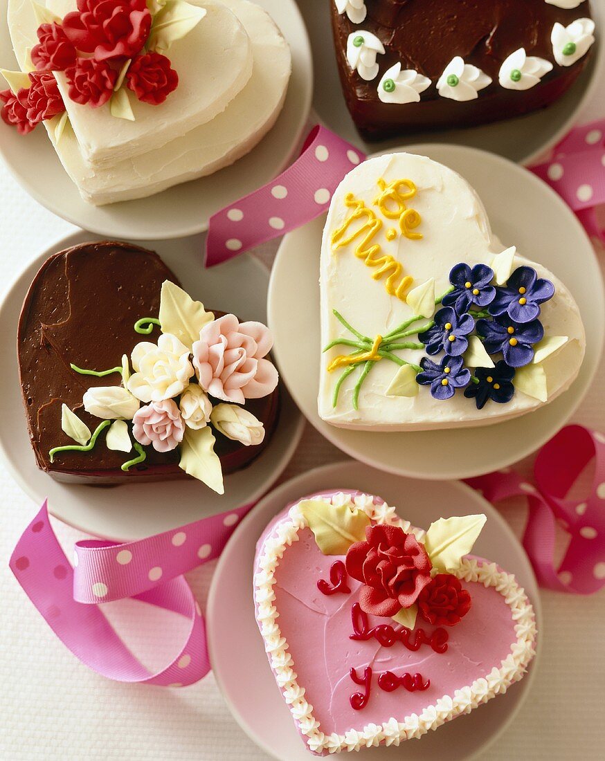 Assorted Heart Shaped Cakes for Valentine's Day
