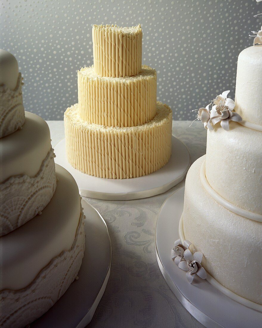 Three Assorted Wedding Cakes