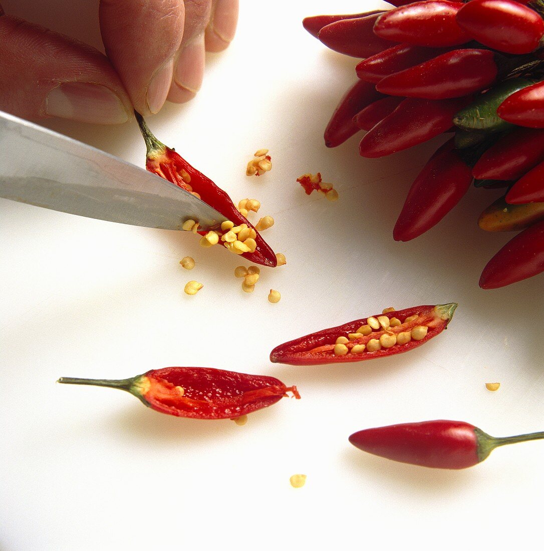Seeding Red Chili Peppers