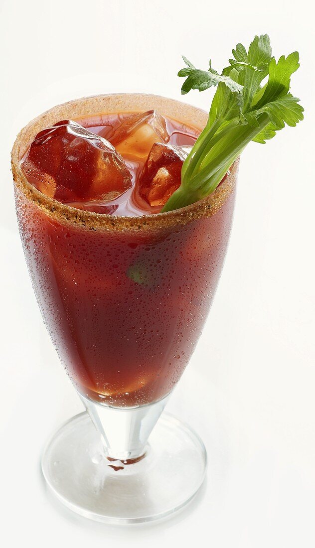 Bloody Mary on the rocks with stick of celery