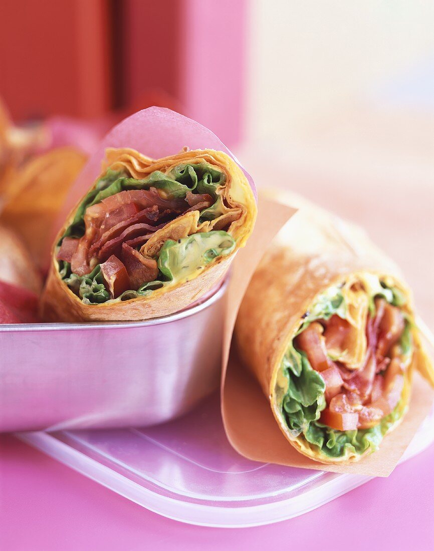 BLT wraps (with bacon, lettuce and tomato)