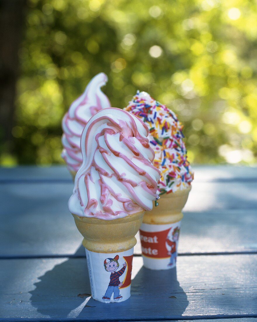 Soft ice cream in cones