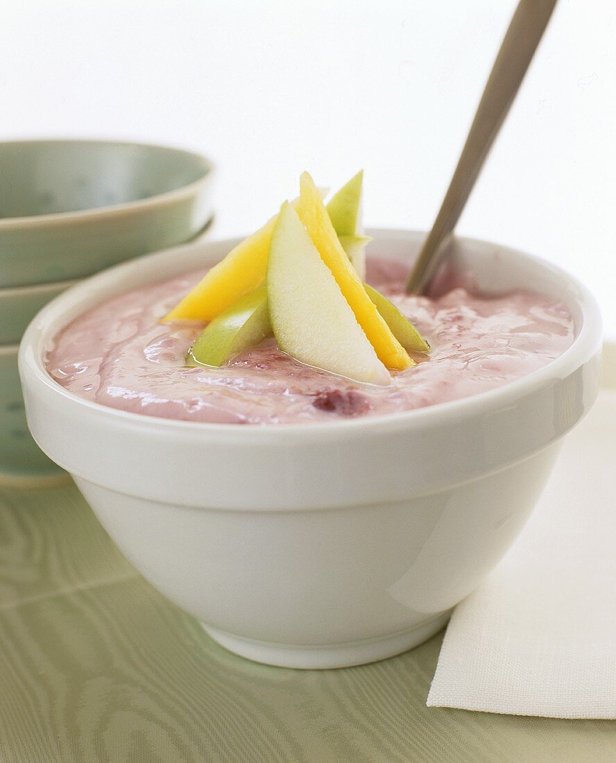 Small bowl of fruit yoghurt