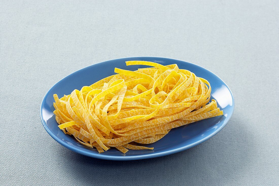 Fettuccini on a Blue Plate