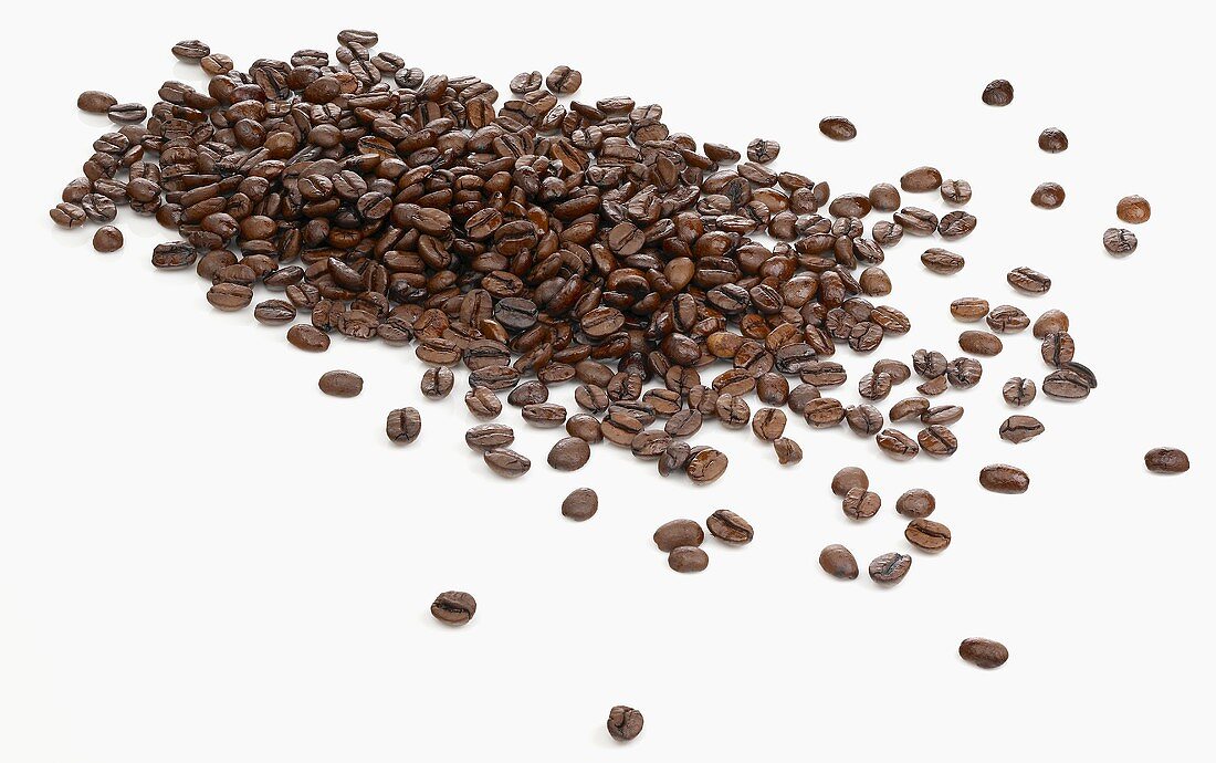 Pile of Coffee Beans on a White Background