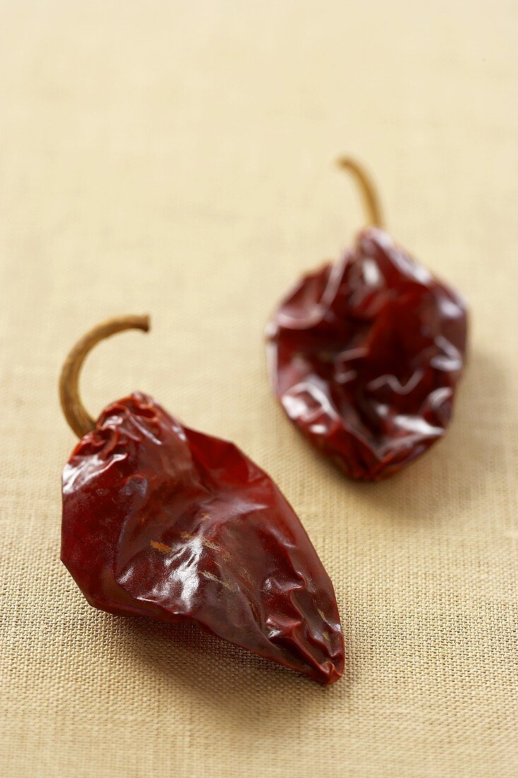 Two Dried Red Chili Peppers