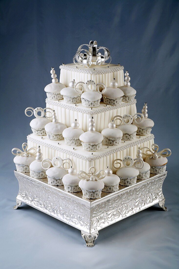 Elegant Cupcake Cake on an Elegant Cake Stand