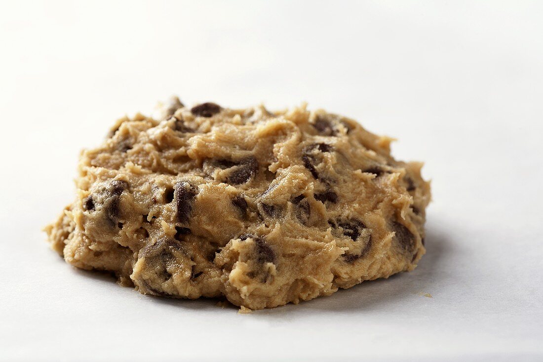 Single Scoop of Chocolate Chip Cookie Dough on a White Background