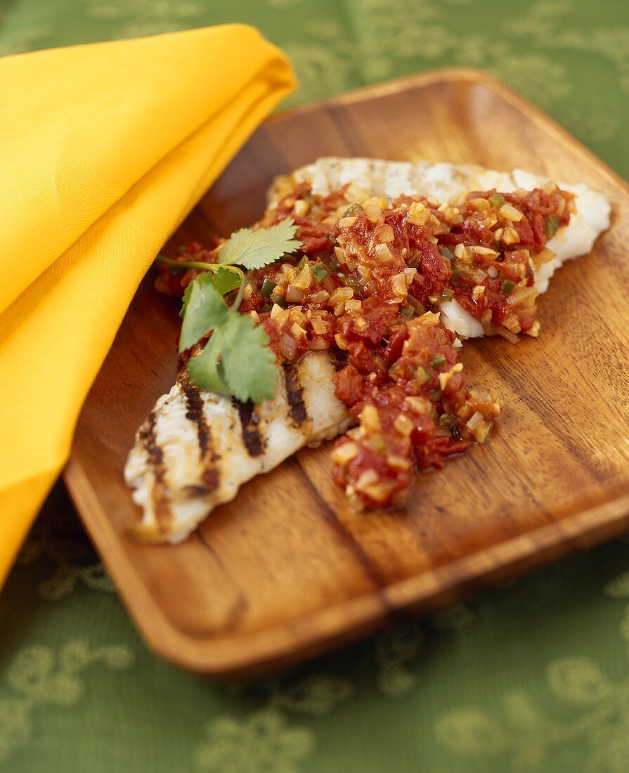 Cod with Roasted Pepper Salsa