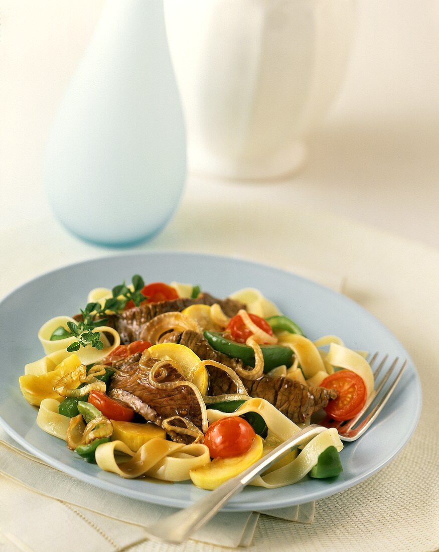 Fettucine with Beef and Vegetables