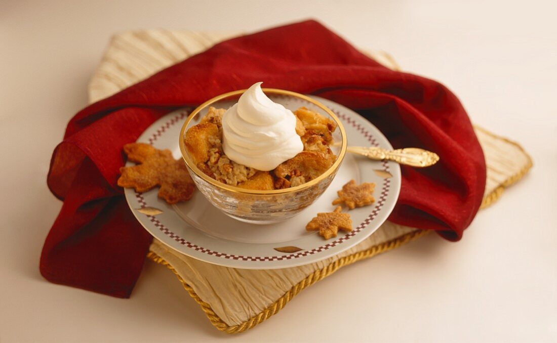 Bread Pudding with Whip Cream