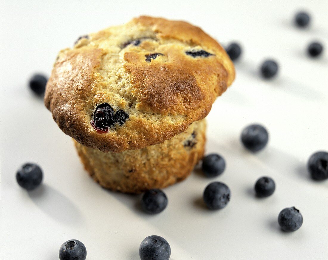 One Blueberry Muffin with a Few Blueberries