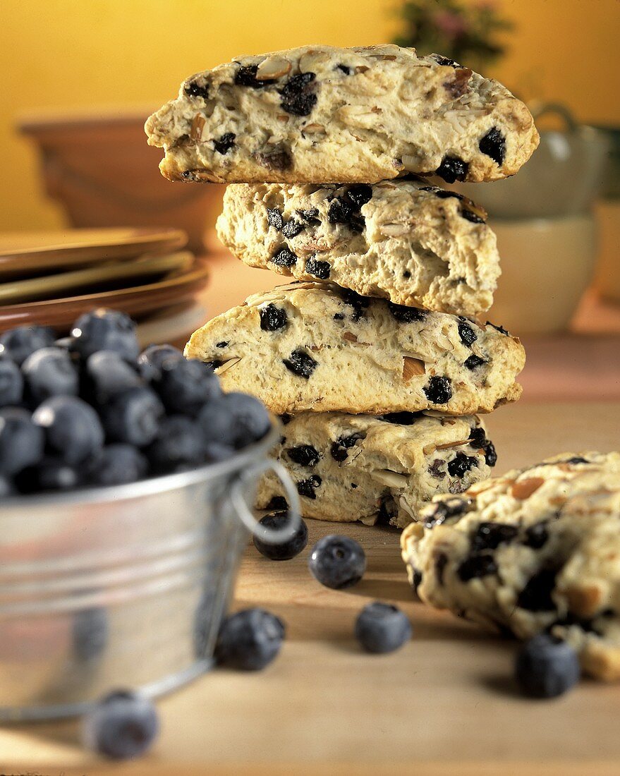 Blueberries in a Tin with Scones