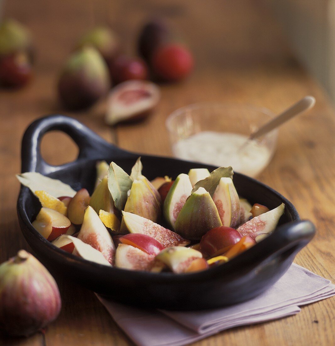 Sliced Green Figs and Apples