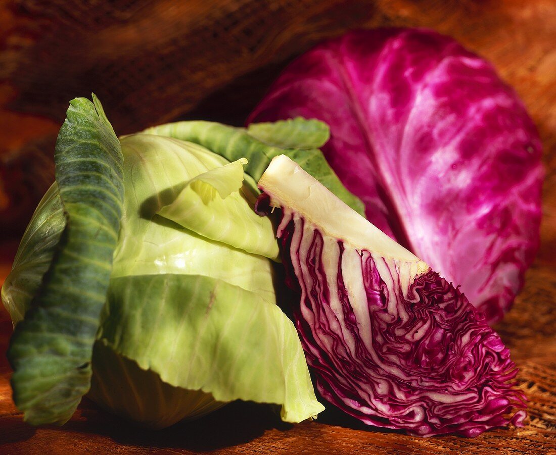 Still Life:Red and Green Cabbage