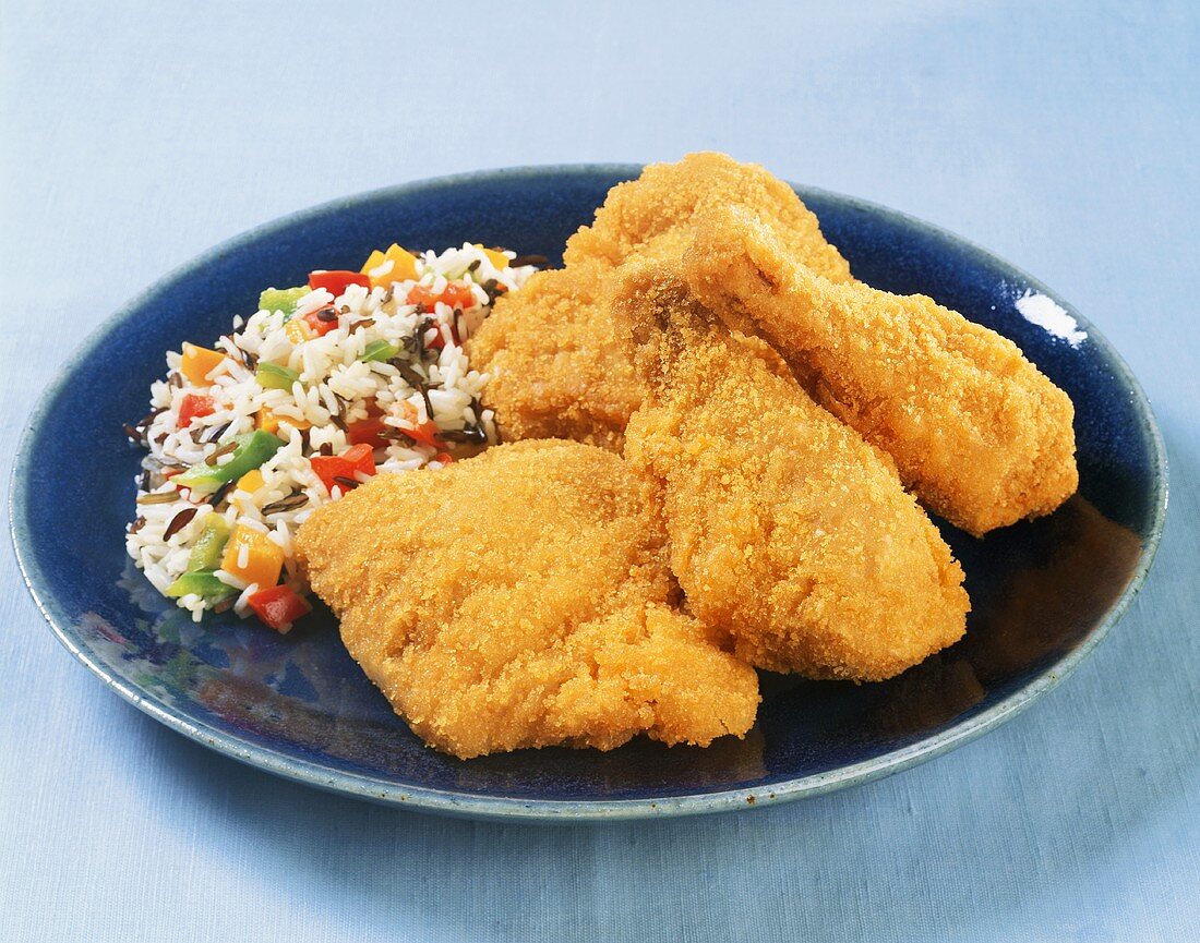 Fried Chicken Pieces with Rice