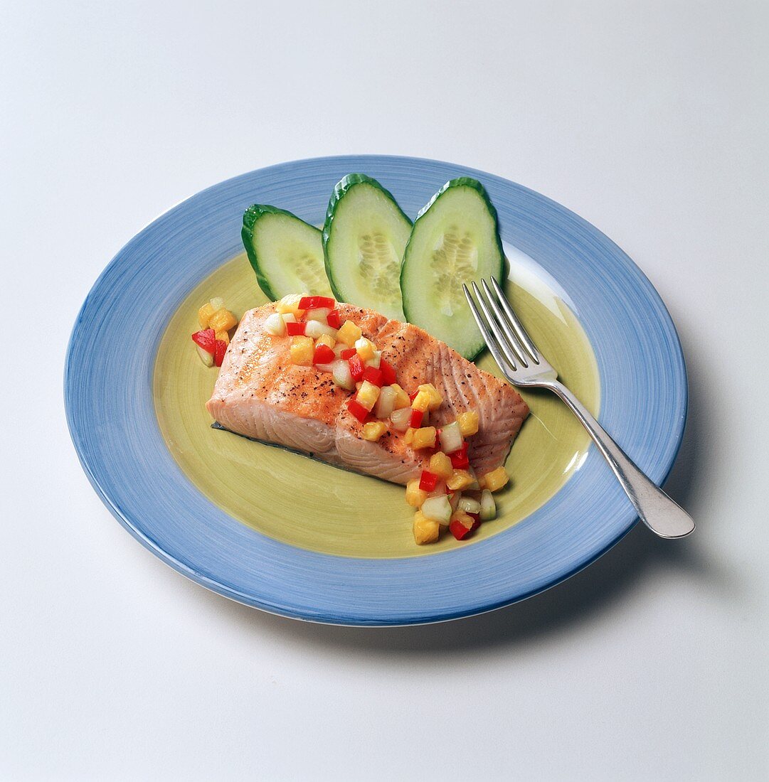 Salmon with Garnished Cucumber