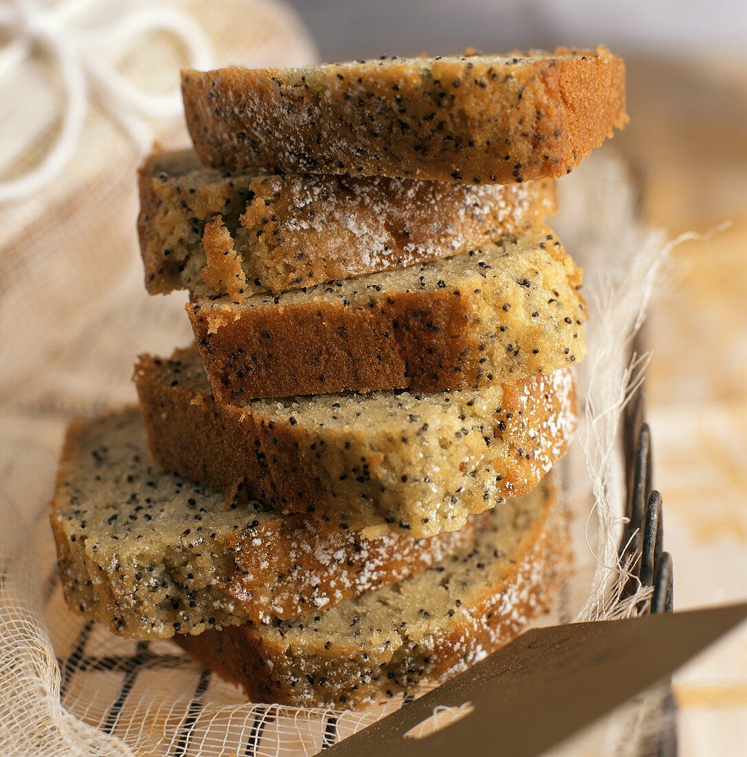 Slices of Stacked Poppy Seed Cake